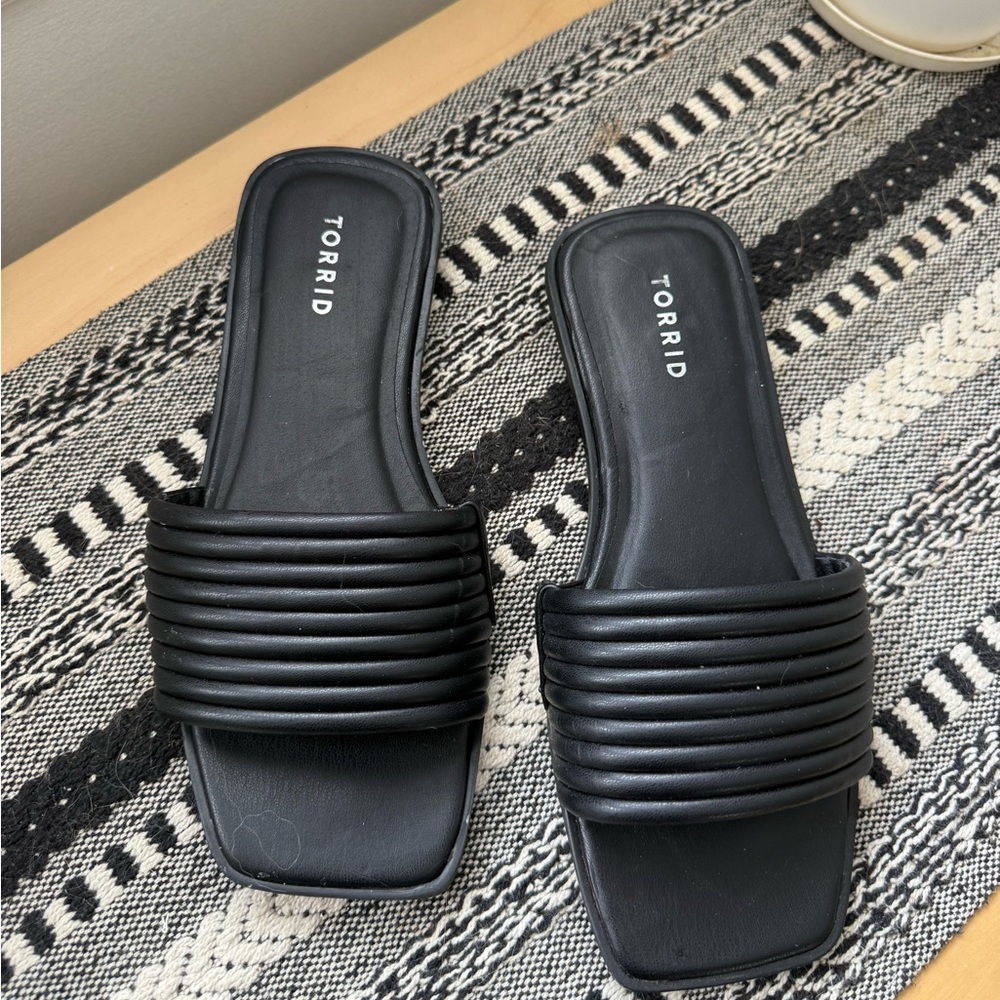 Torrid Black Quilted Slide Sandals